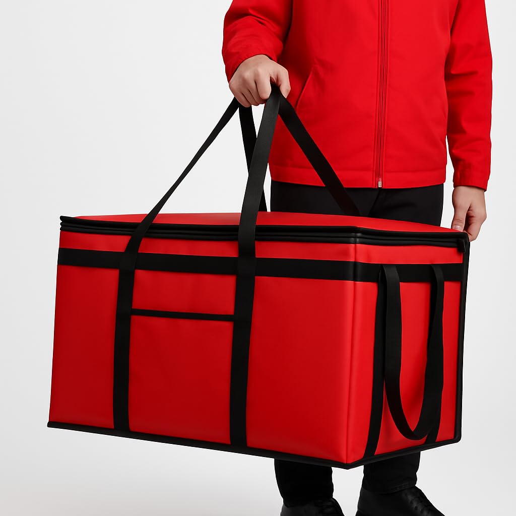 musbus 2-Pack XL-Large Insulated Grocery Shopping Bags, Red, Reusable bag