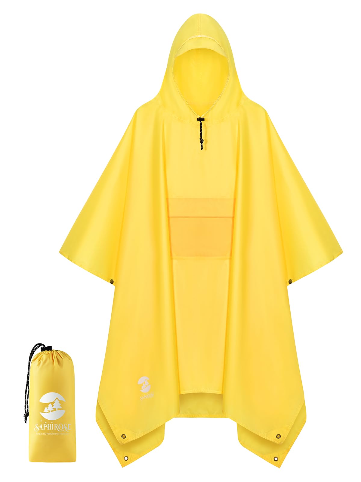 SaphiRose Double Layer Rain Poncho, Waterproof Thick Hooded Raincoat 3-in-1