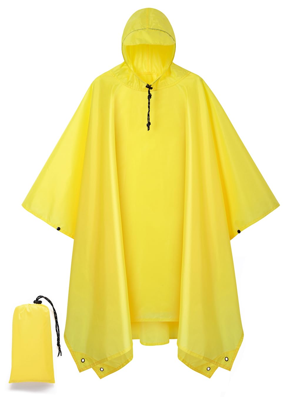 Hooded Rain Poncho for Adult, Waterproof Raincoat for Hiking Camping