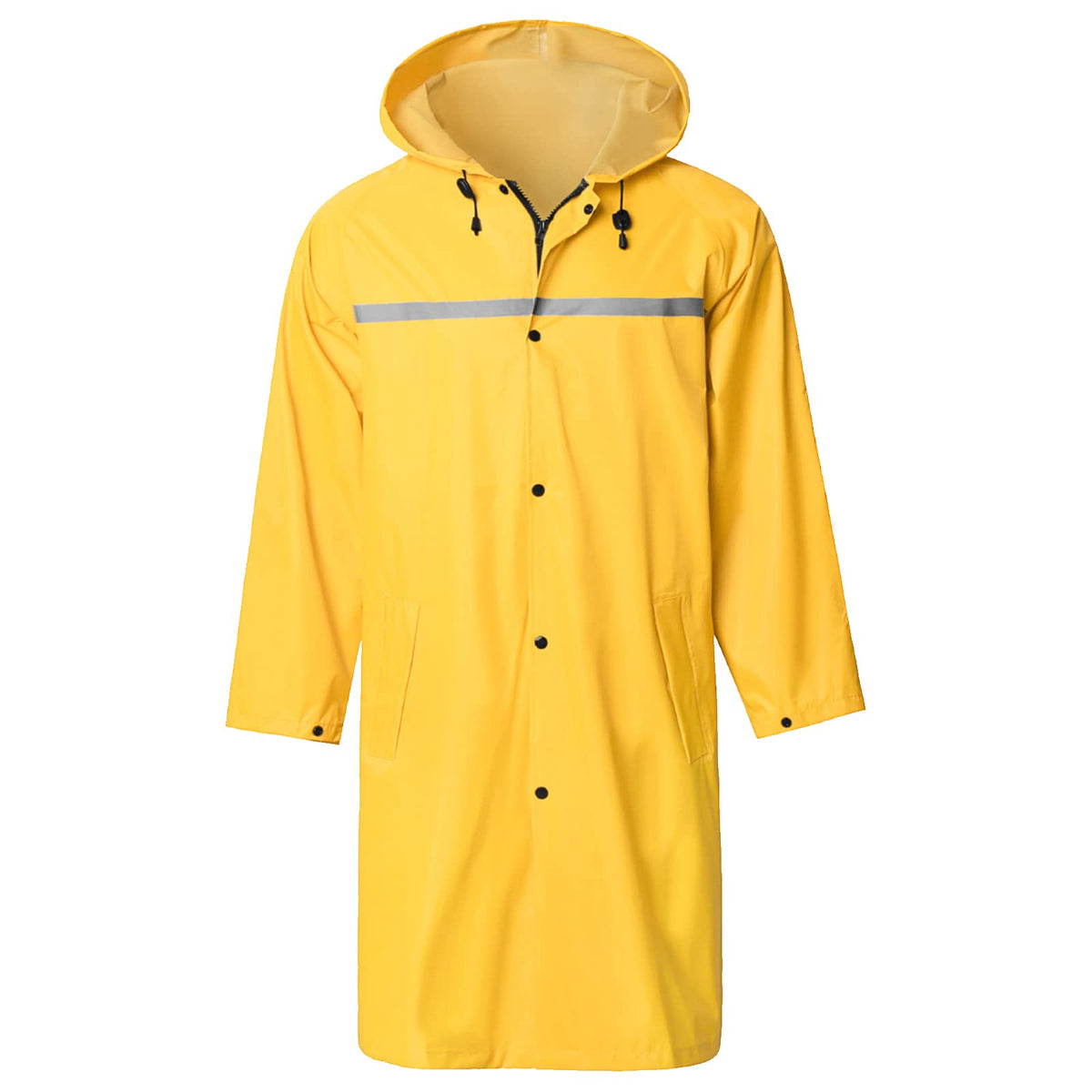 Mens Long Hooded Safety Rain Jacket Waterproof Emergency Raincoat Poncho
