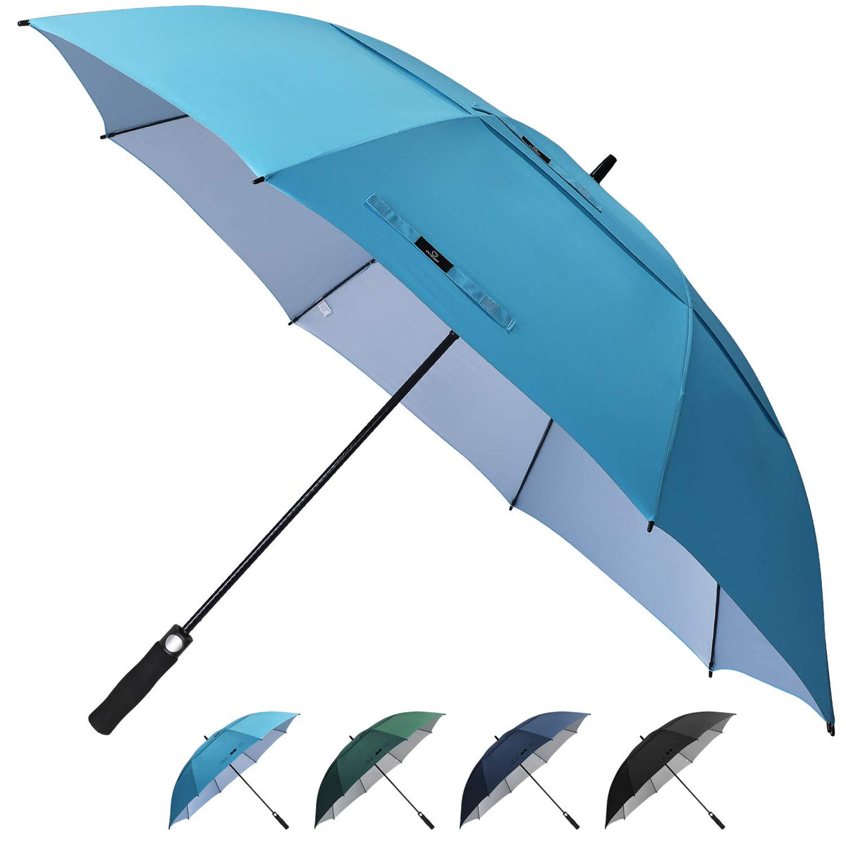 Prospo 68 Inch Extra Large Golf Umbrella Double Canopy Automatic Open Sun Rain Stick Umbrellas Windproof Waterproof Oversized (Black XL)