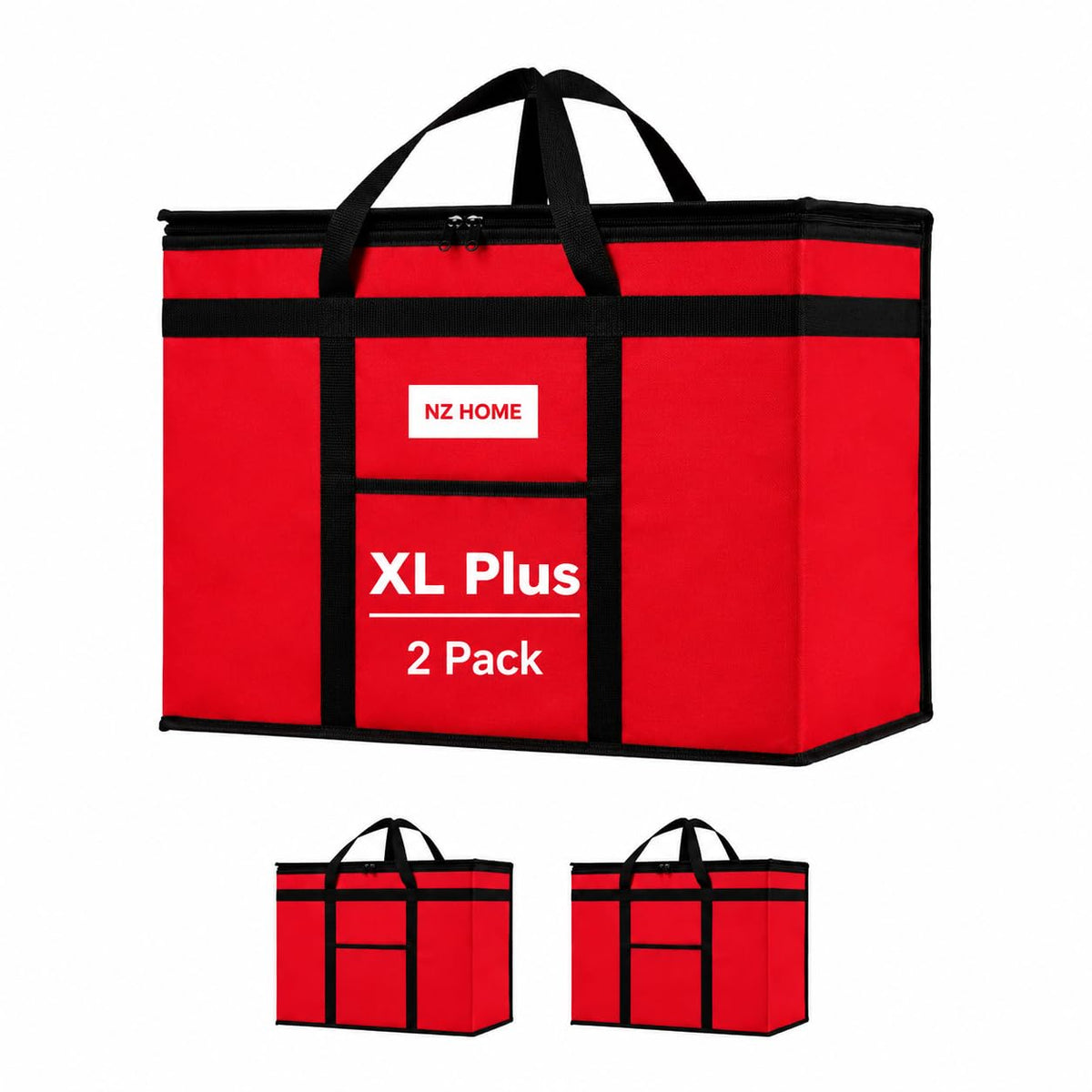NZ home Insulated Food Bag, Portable Cooler Tote (3XL, Black, 1 Pack)