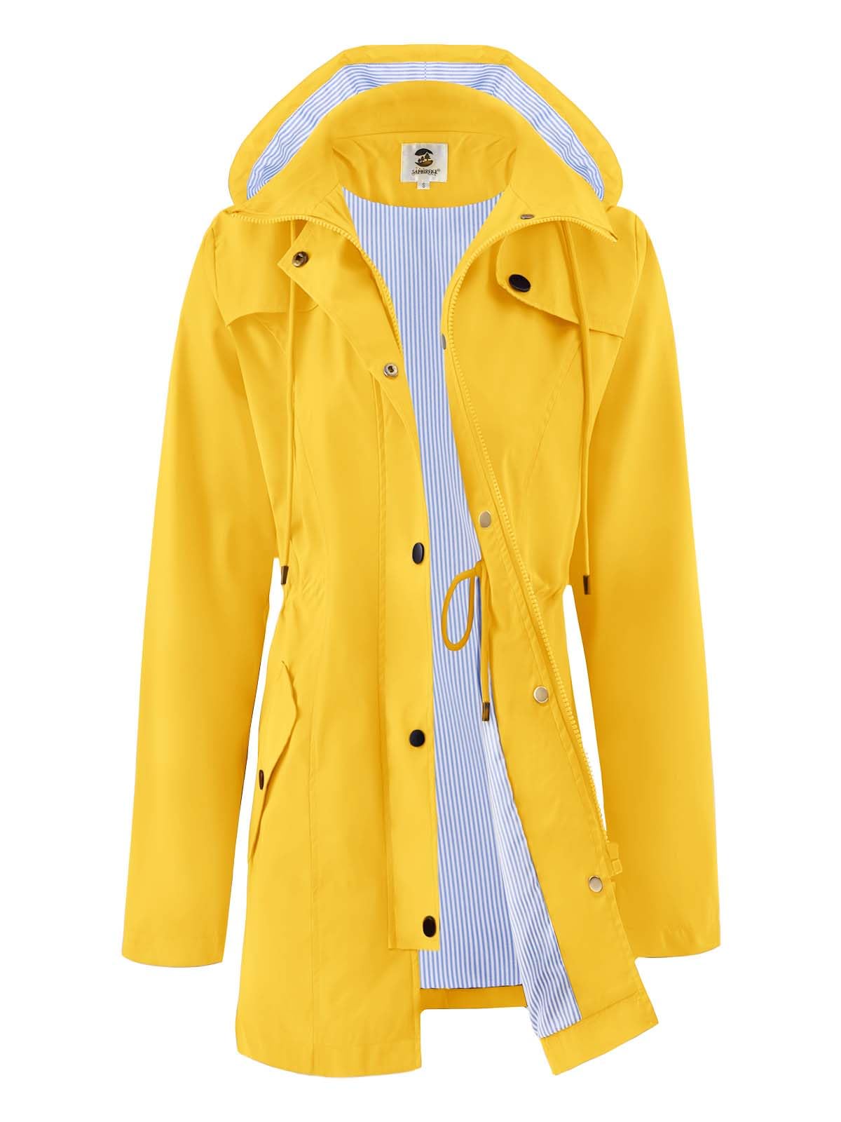 SaphiRose Women's Rain Jacket Waterproof Rain Coat with Hood Outdoor