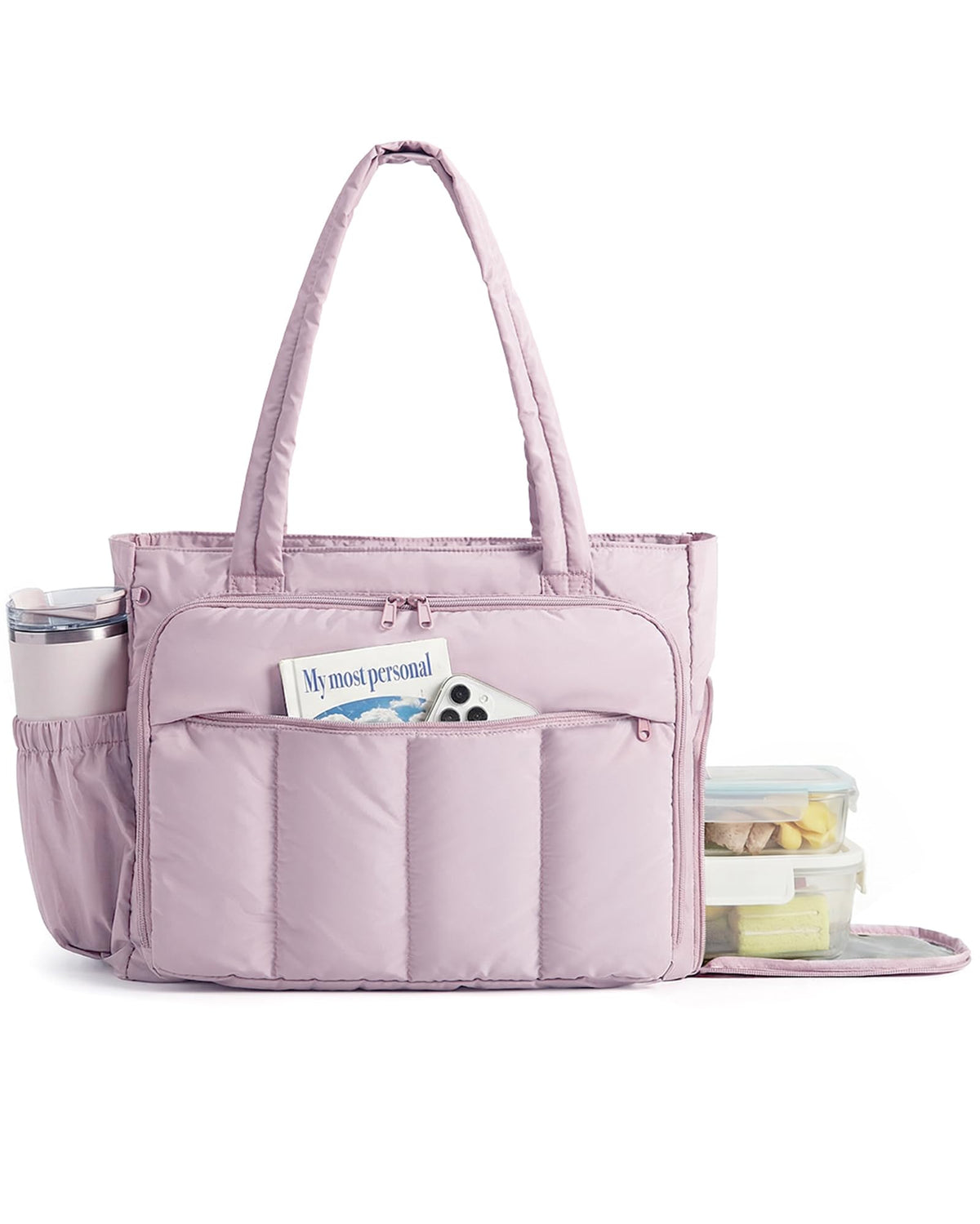 BAGSMART Puffer Tote Bag for Women, 21L/26L Work Tote Shoulder Handbag