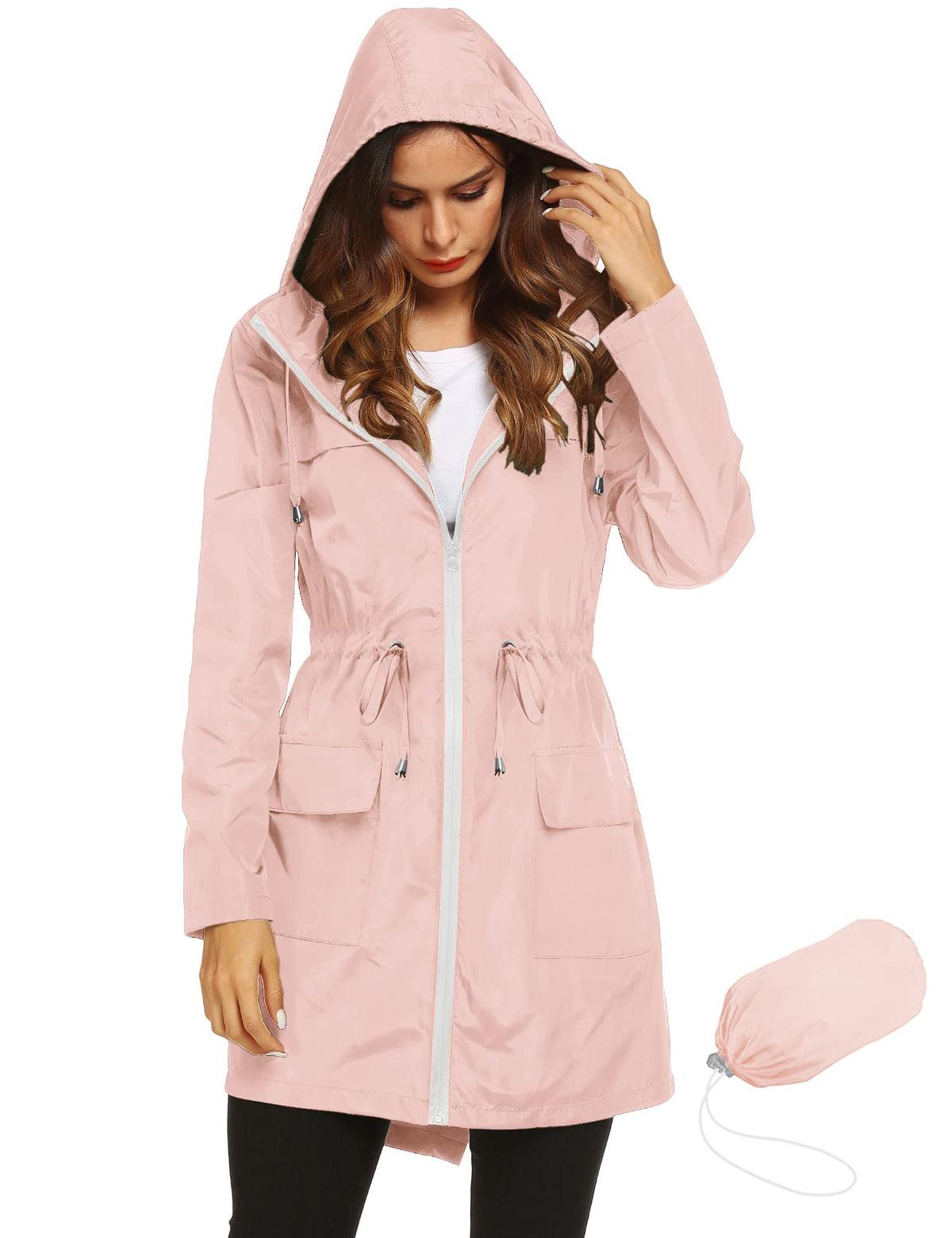 Lomon Women Waterproof Lightweight Rain Jacket Active Outdoor Hooded Raincoat