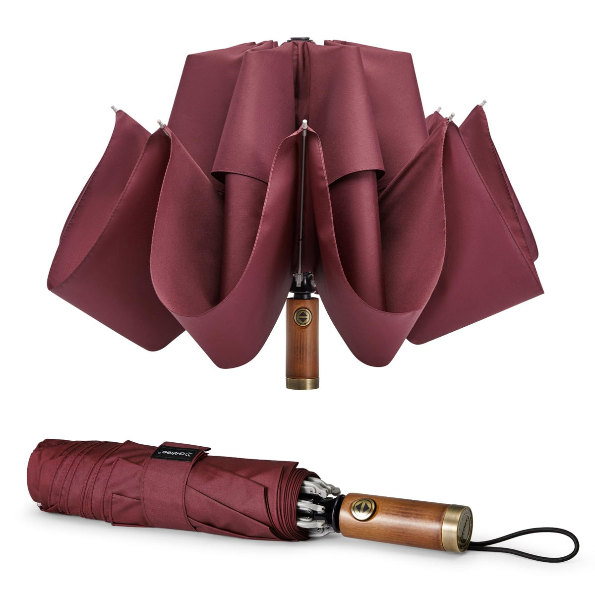G4Free 54 Inch Inverted Windproof Umbrella with Wooden Handle Rain Umbrella
