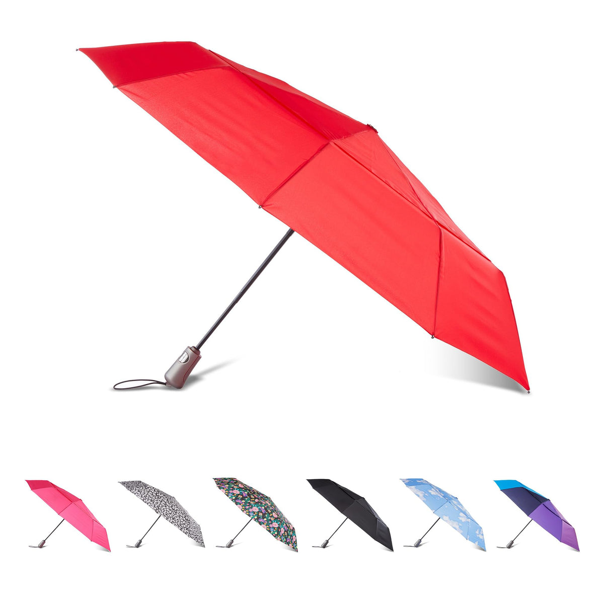 Totes Auto Open/Close Windproof Ultimate Compact Umbrella with UV and Water Repellent Protection