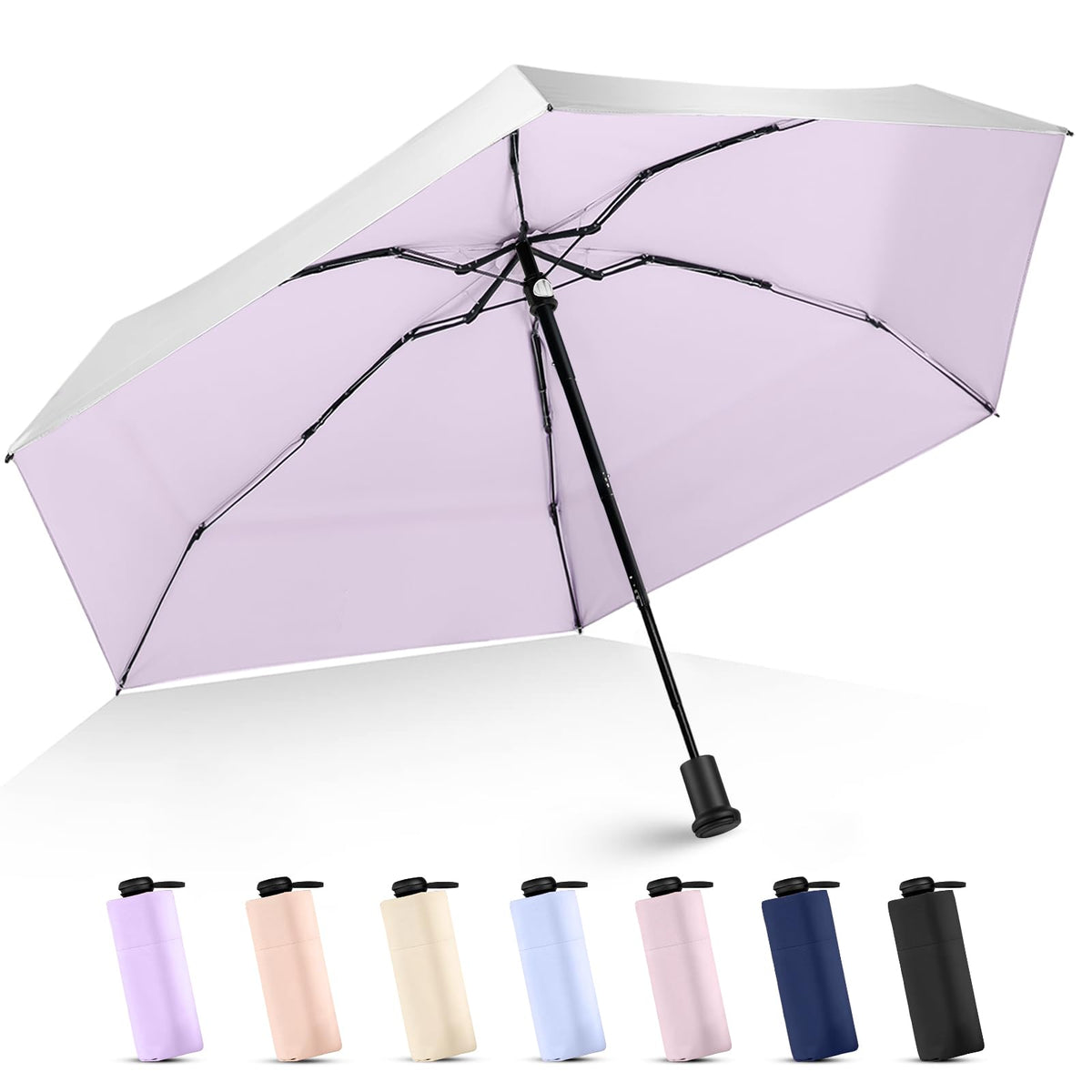 UPF 50+ Travel Mini Sun Umbrella Compact, Manual Open Small Sun Shade