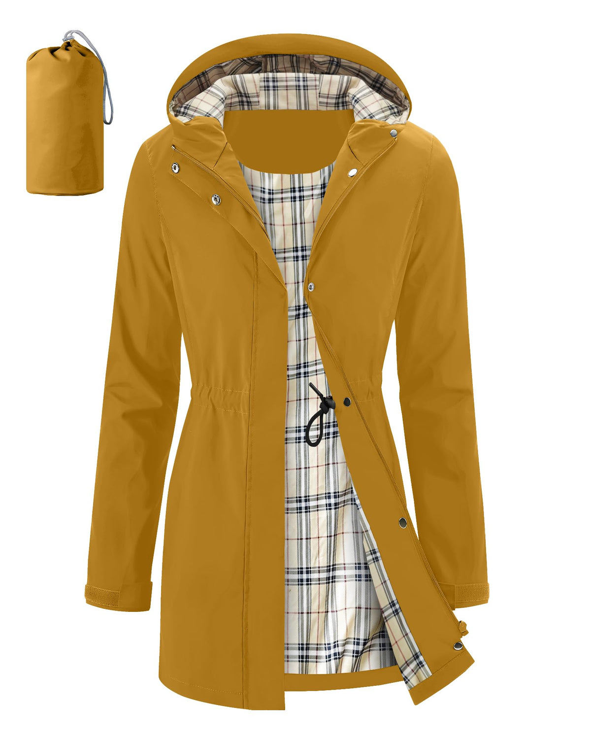 iCreek Women's Long Rain Jacket Waterproof Packable Hooded Windbreaker