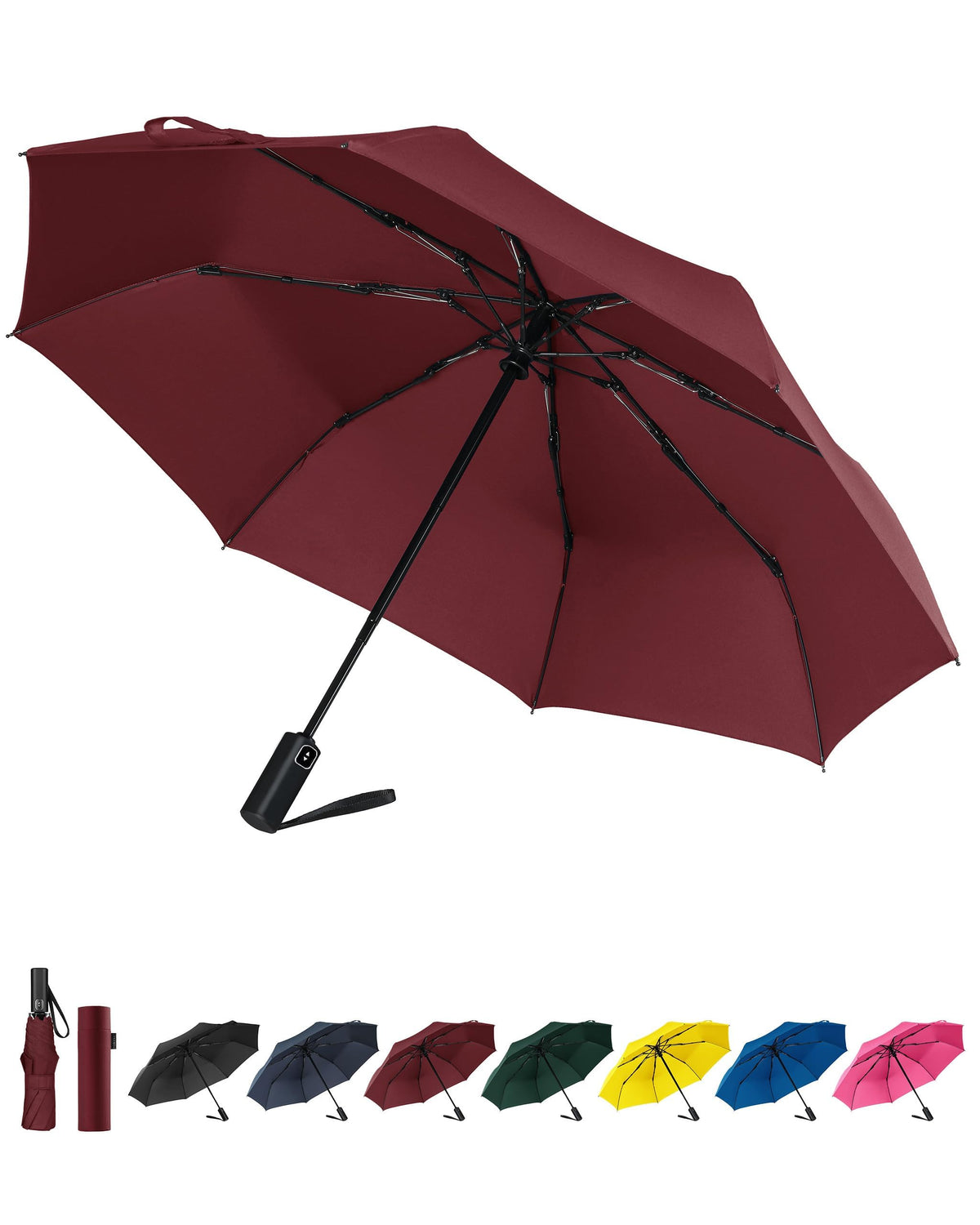 Compact Travel Umbrella, Windproof Auto Open & Close, Lightweight Design
