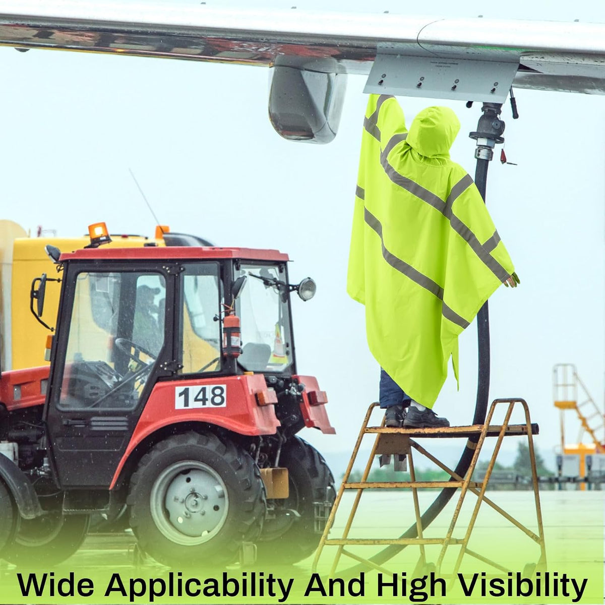 Coume Hi Vis Rain Poncho Adult Reflective Raincoat