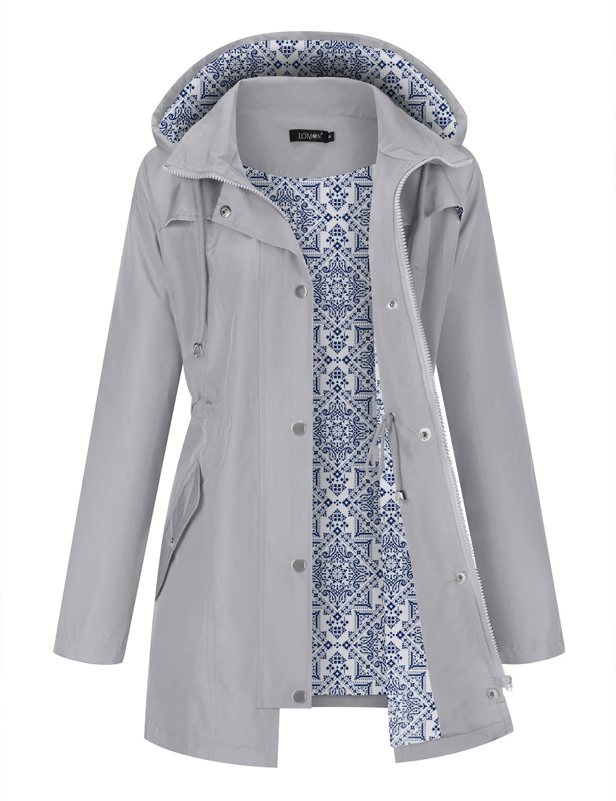 LOMON Women Waterproof Outdoor Hiking Raincoat Women Lined Rain Jacket Lightweight Hooded Jackets Trench Coats