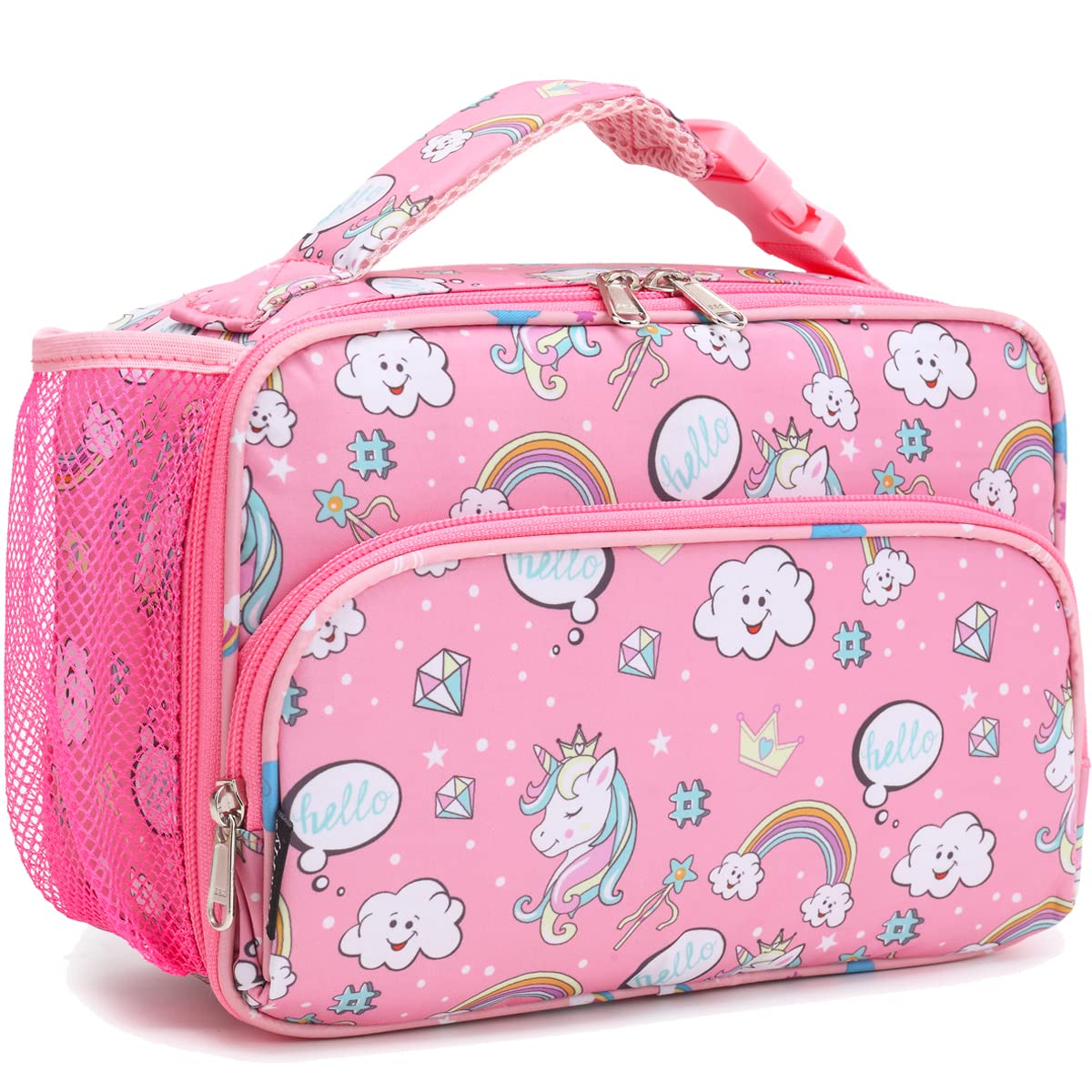 FlowFly Kids Lunch box Insulated Soft Bag Mini Cooler Back to School Thermal Meal Tote Kit for Girls, Boys, Astronaut