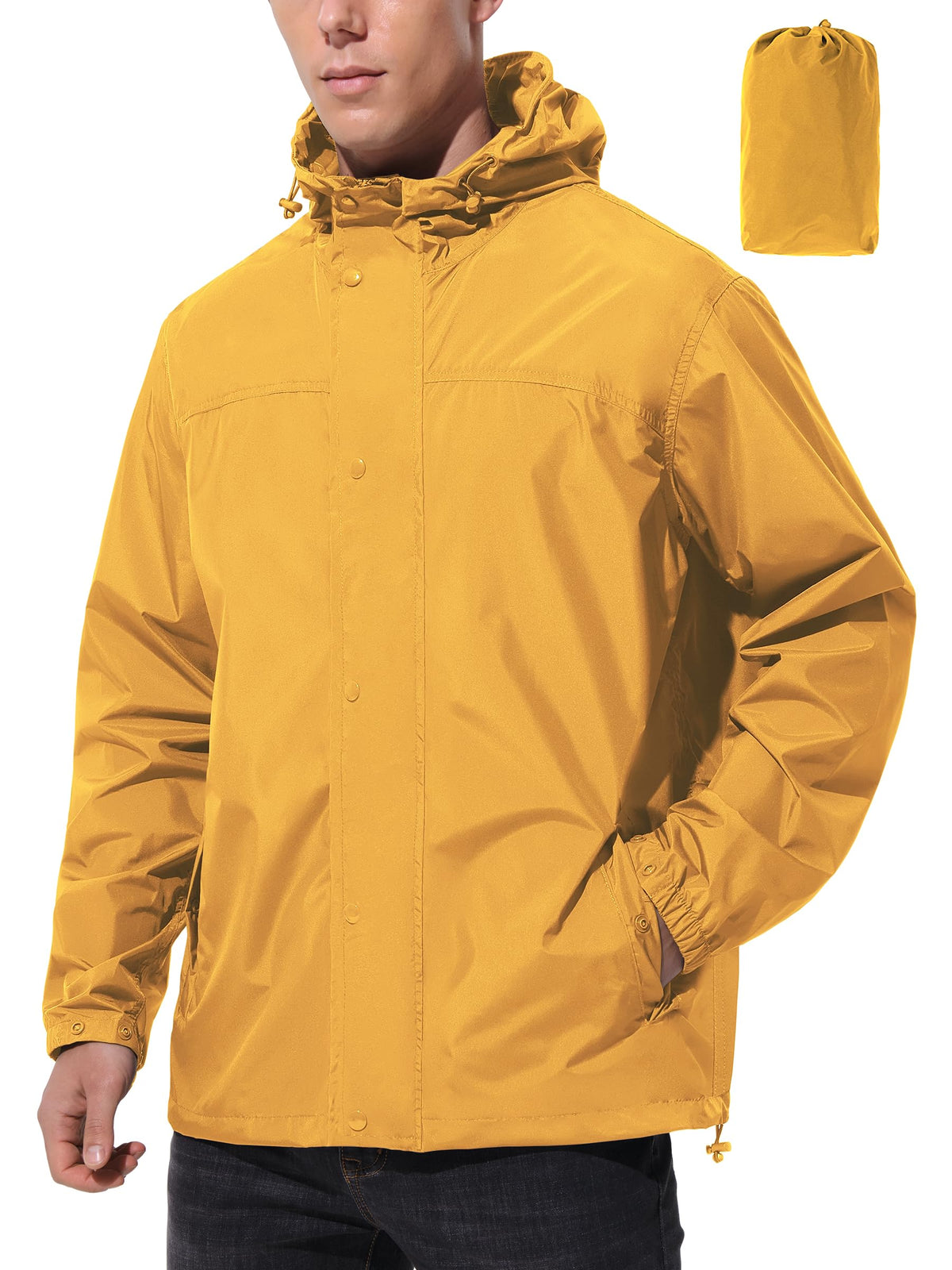 UIQUR Mens Lightweight Packable Waterproof Rain Jacket Windbreaker