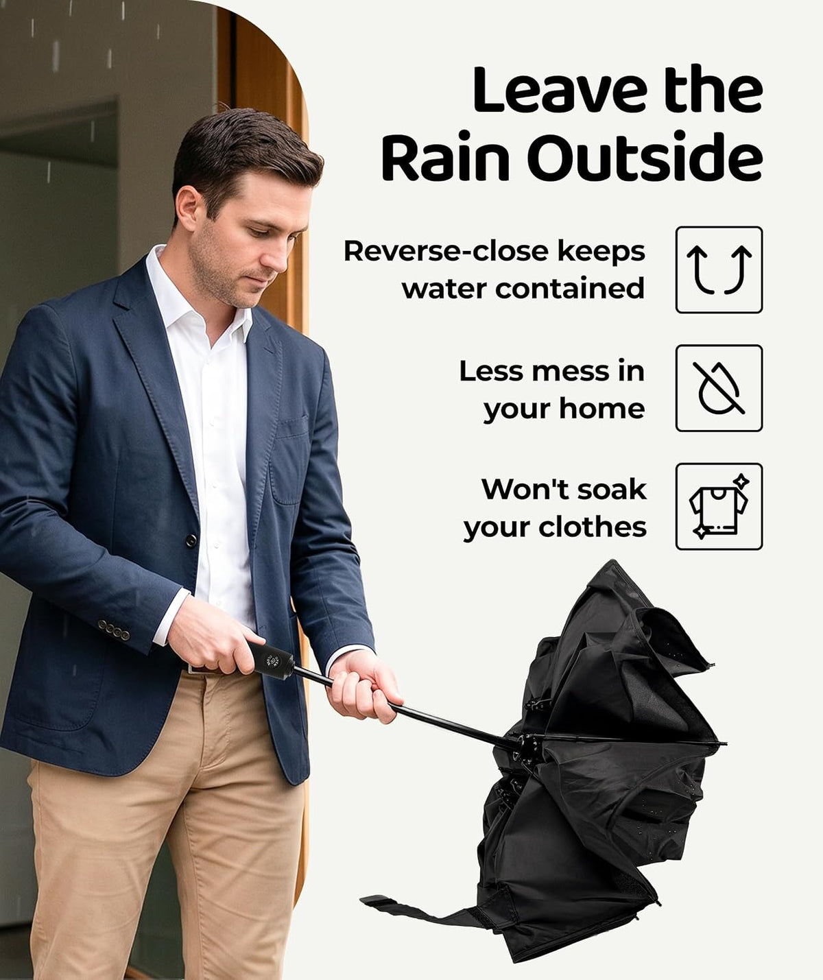 Repel Reverse Folding Umbrellas for Rain, Windproof, 46 Inch Large Coverage