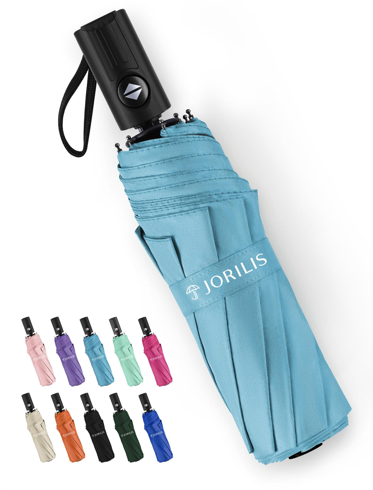 Jorilis Compact Umbrella for Travel - Automatic Umbrellas for Rain & Sun Protection, Small Portable UV Umbrella for Car, Backpack, Walking, Folding Windproof Umbrellas for Kids, Women