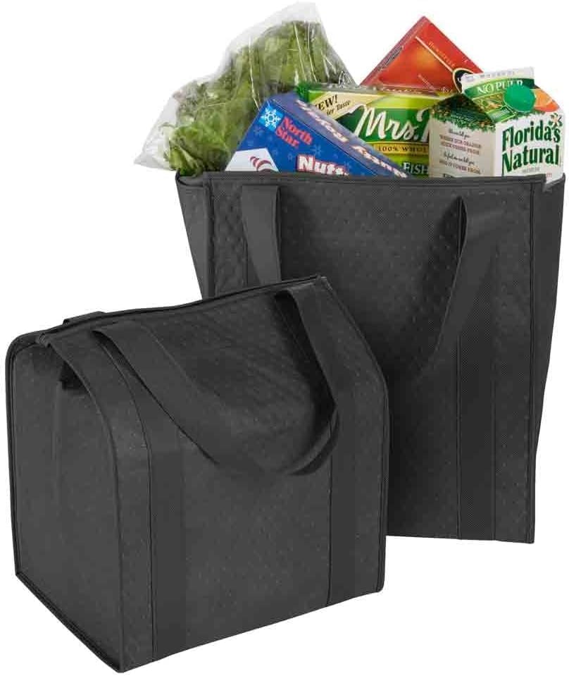 Mediz Hannah Direct Large Capacity Heavy Duty Insulated Smart Shopping Bag - Strong Reusable Grocery Tote 2 Pack