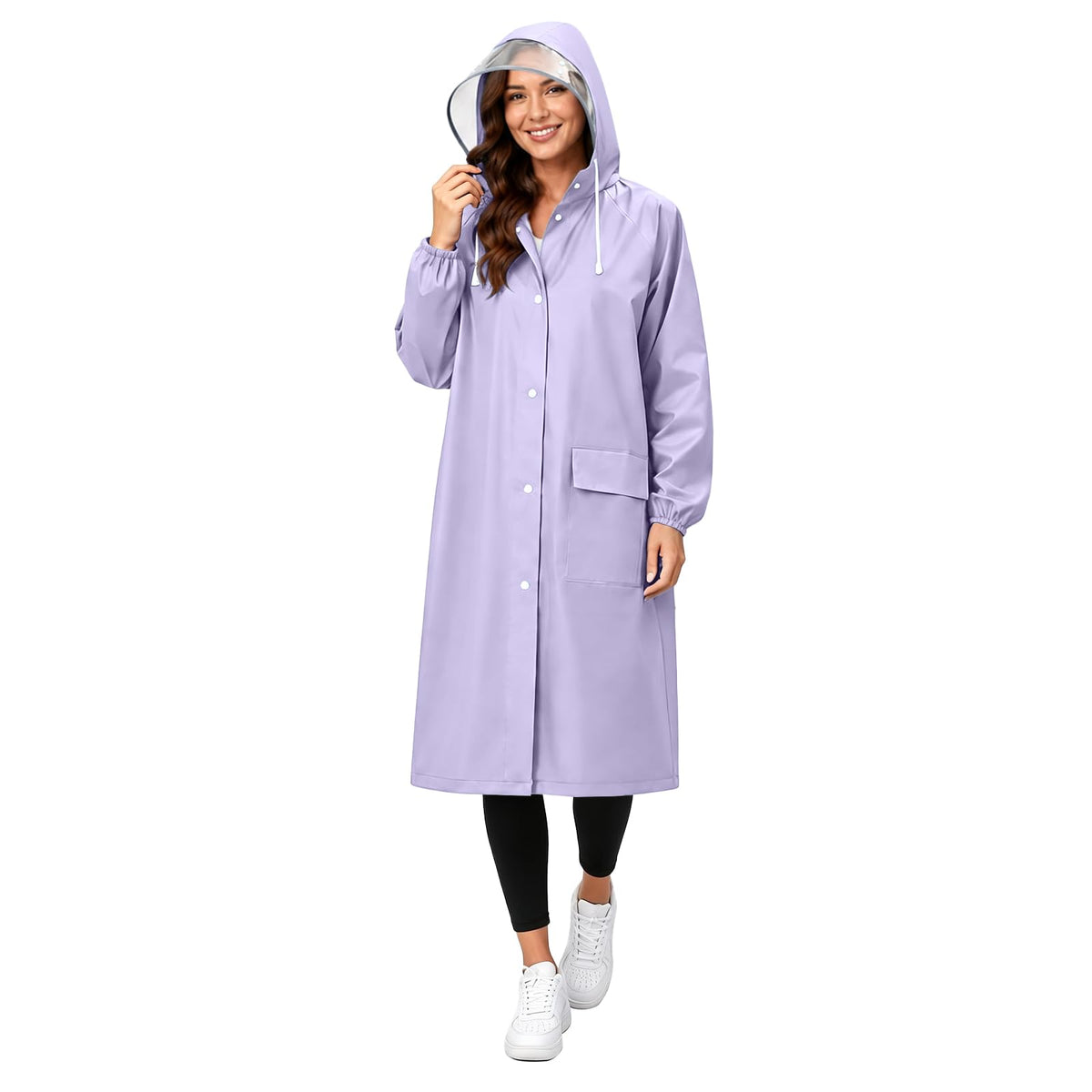 Women's EVA Raincoat, Waterproof Hooded Long Rain Poncho