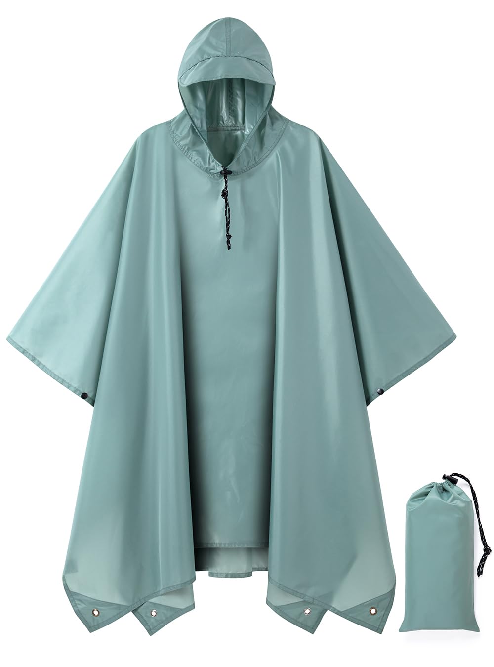 Hooded Rain Poncho for Adult, Waterproof Raincoat for Hiking Camping
