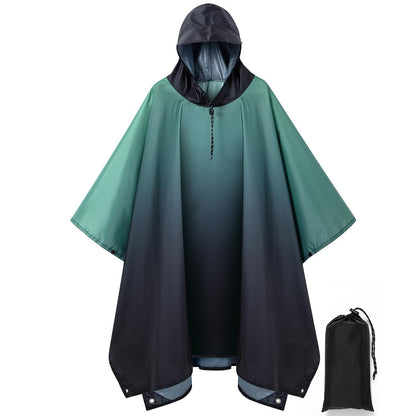 Hooded Rain Poncho for Adult, Waterproof Raincoat for Hiking Camping