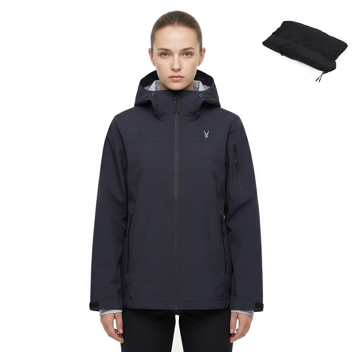 Women's 20000mm Waterproof Rain Jacket Lightweight Packable Hooded Raincoat