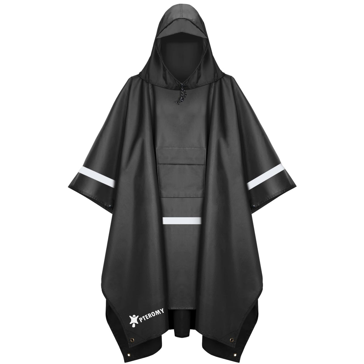 PTEROMY Hooded Rain Poncho for Adults, Reusable Waterproof Raincoat
