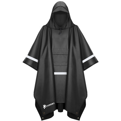 PTEROMY Hooded Rain Poncho for Adults, Reusable Waterproof Raincoat