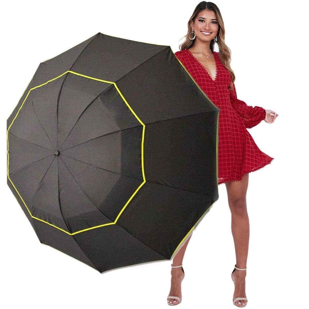 Kalolary UPF 50+ UV Protection Compact Golf Umbrella,62 Inch Extra Large Oversize Double Canopy Vented Umbrella Windproof Waterproof for Men and Women