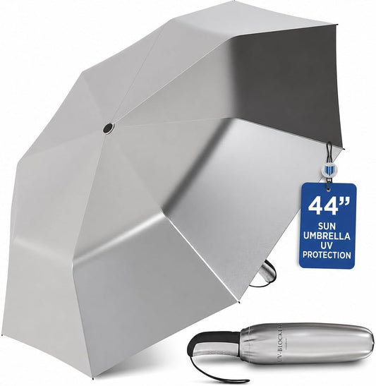 UV-Blocker Sun Umbrella UV Protection Single Canopy - Auto Open/Close, Wind-resistant Sun Umbrella with 50+ UPF