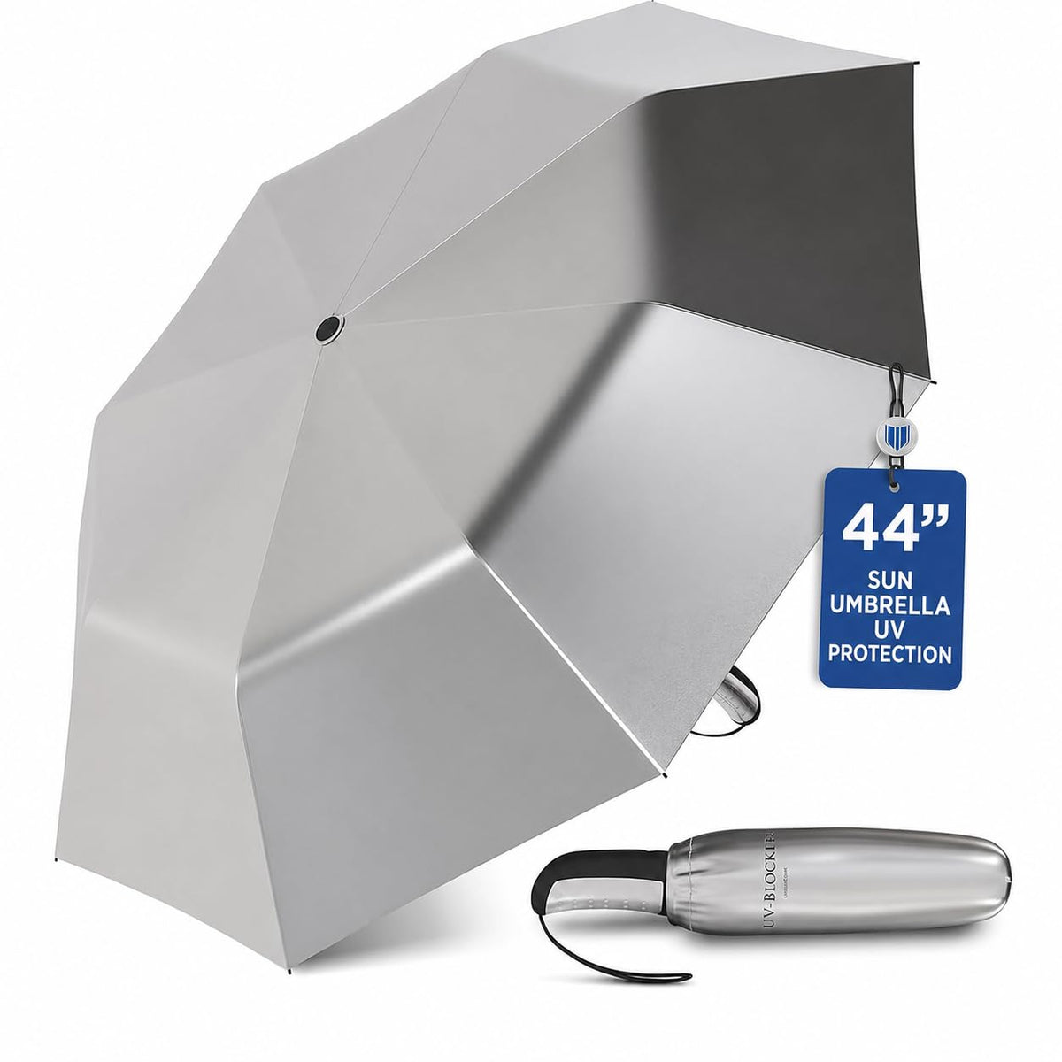 UV-Blocker Sun Umbrella UV Protection Single Canopy - Auto Open/Close, Wind-resistant Sun Umbrella with 50+ UPF