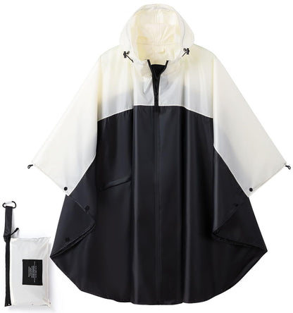 Fashion Hooded Rain Poncho Waterproof Raincoat Jacket with pocket for Women/Men/Adult
