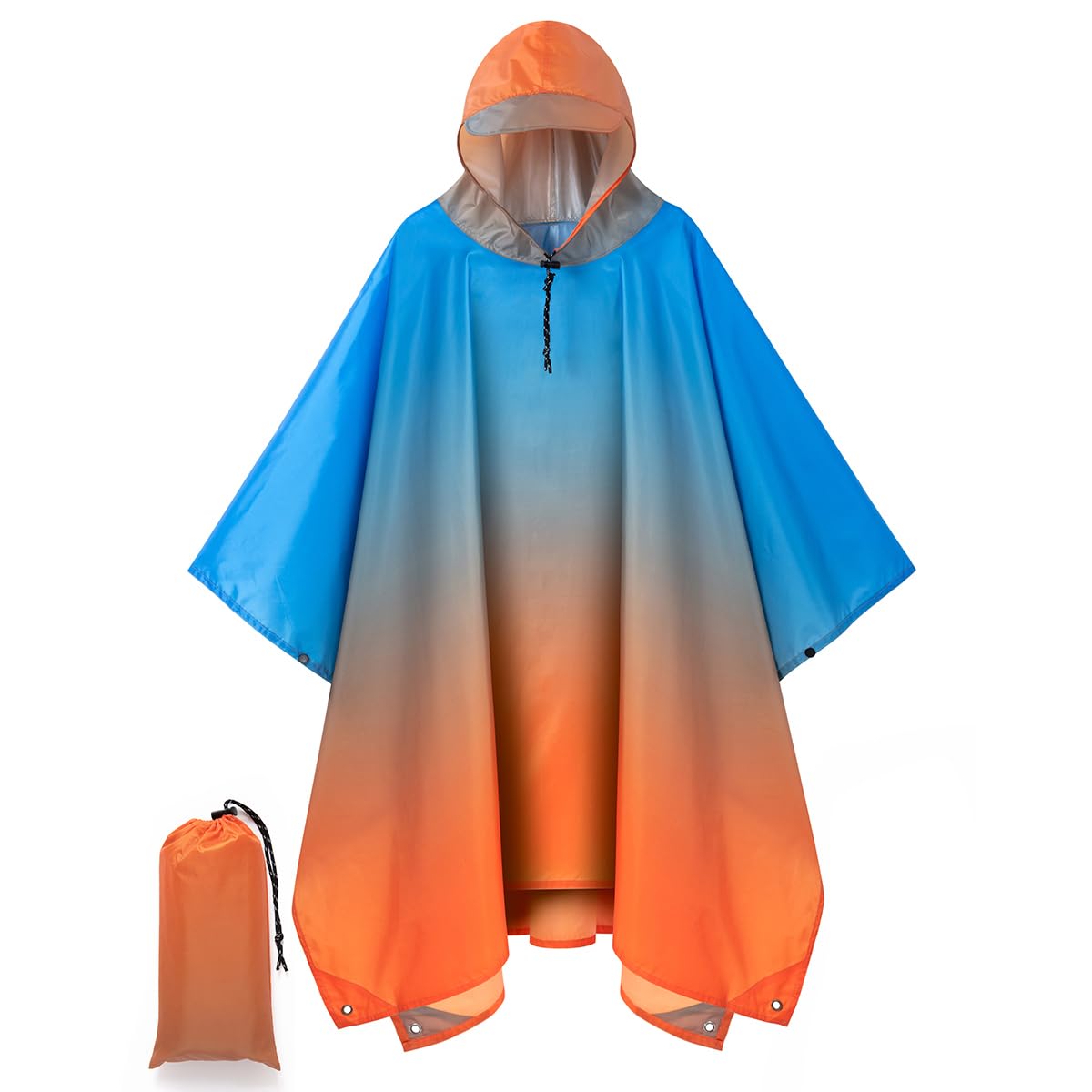 Hooded Rain Poncho for Adult, Waterproof Raincoat for Hiking Camping