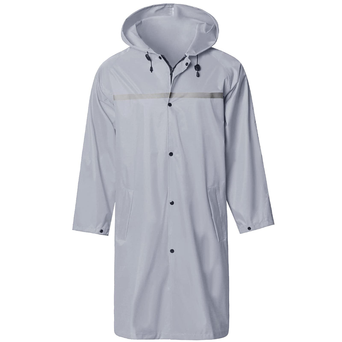 Mens Long Hooded Safety Rain Jacket Waterproof Emergency Raincoat Poncho