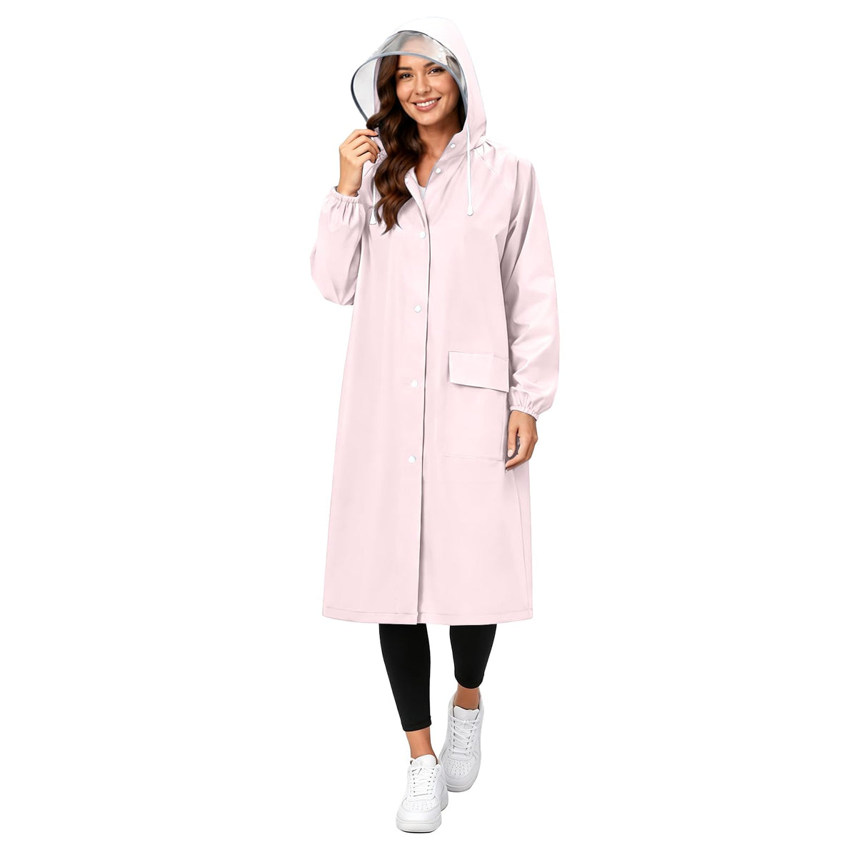 Women's EVA Raincoat, Waterproof Hooded Long Rain Poncho