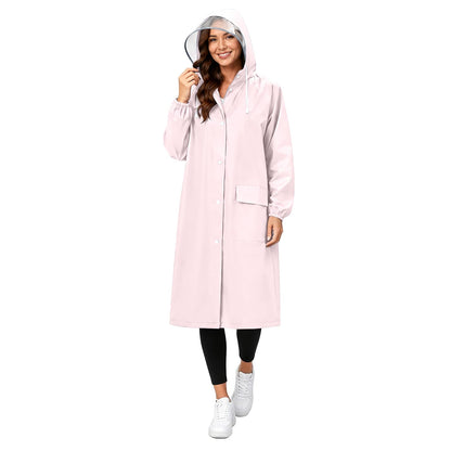 Women's EVA Raincoat, Waterproof Hooded Long Rain Poncho