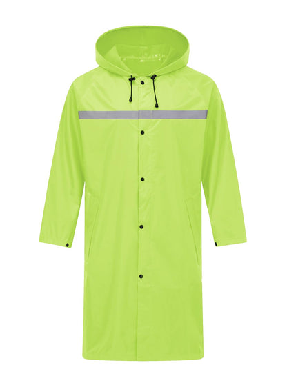 Mens Long Safety Rain Coats with Air Vents Reflective Stripes Waterproof Packable Rain Jacket with Hood Lightweight