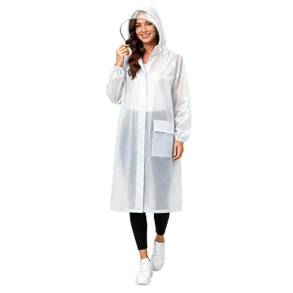 Women's EVA Raincoat, Waterproof Hooded Long Rain Poncho