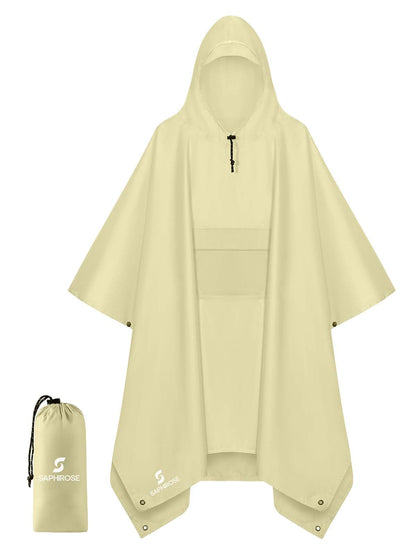 SaphiRose Double Layer Rain Poncho, Waterproof Thick Hooded Raincoat 3-in-1