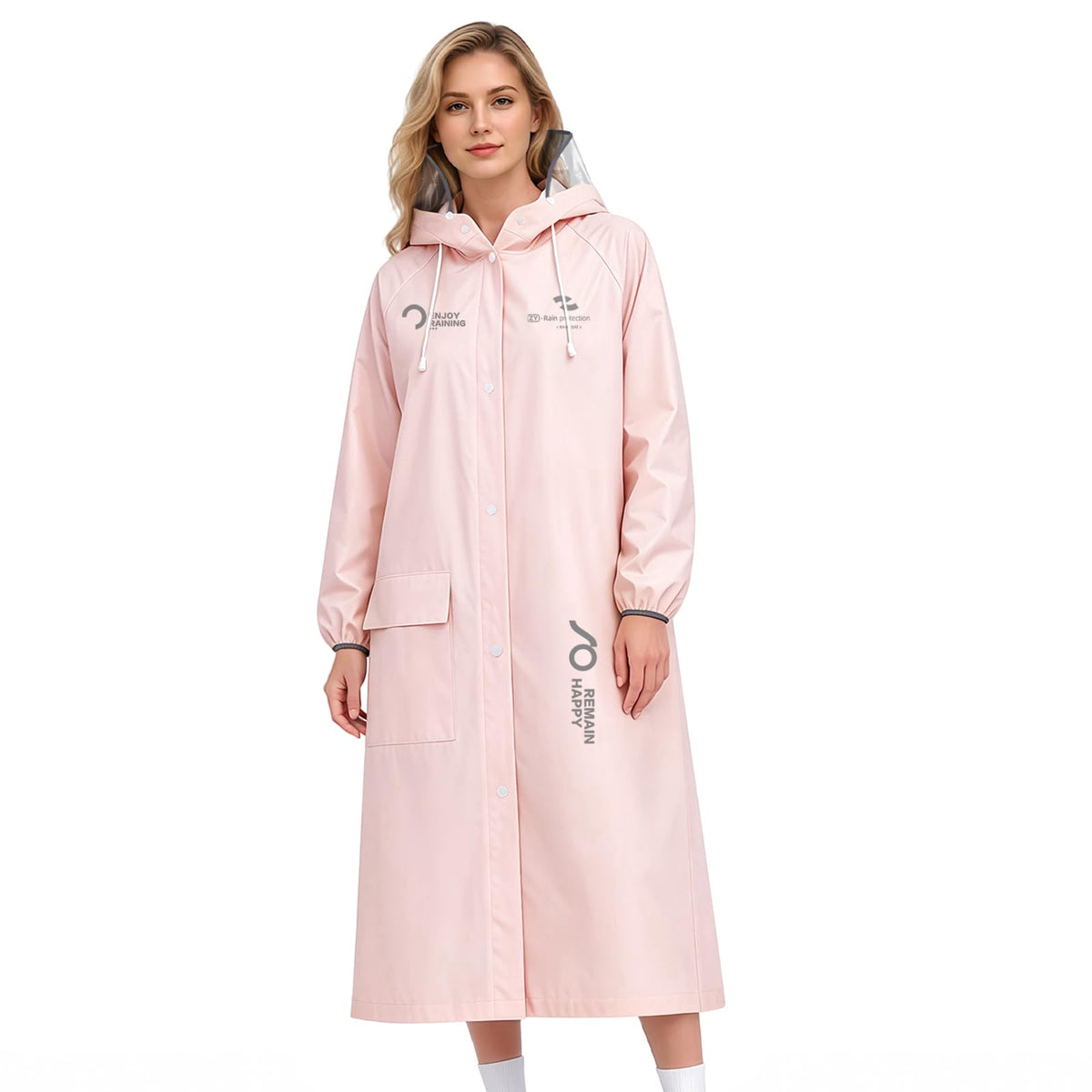 Women's EVA Raincoat, Waterproof Hooded Long Rain Poncho