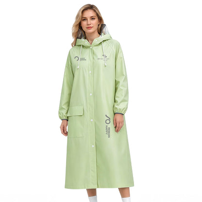 Women's EVA Raincoat, Waterproof Hooded Long Rain Poncho