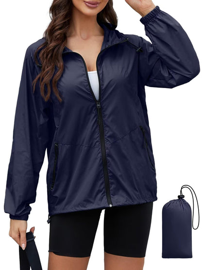 PITINAN Women's Rain Jacket Packable with Hood Lightweight Travel XS-3XL