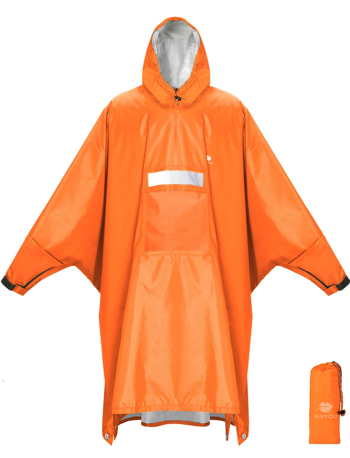 ANYOO Hooded Rain Poncho for Adult Waterproof Lightweight Raincoat