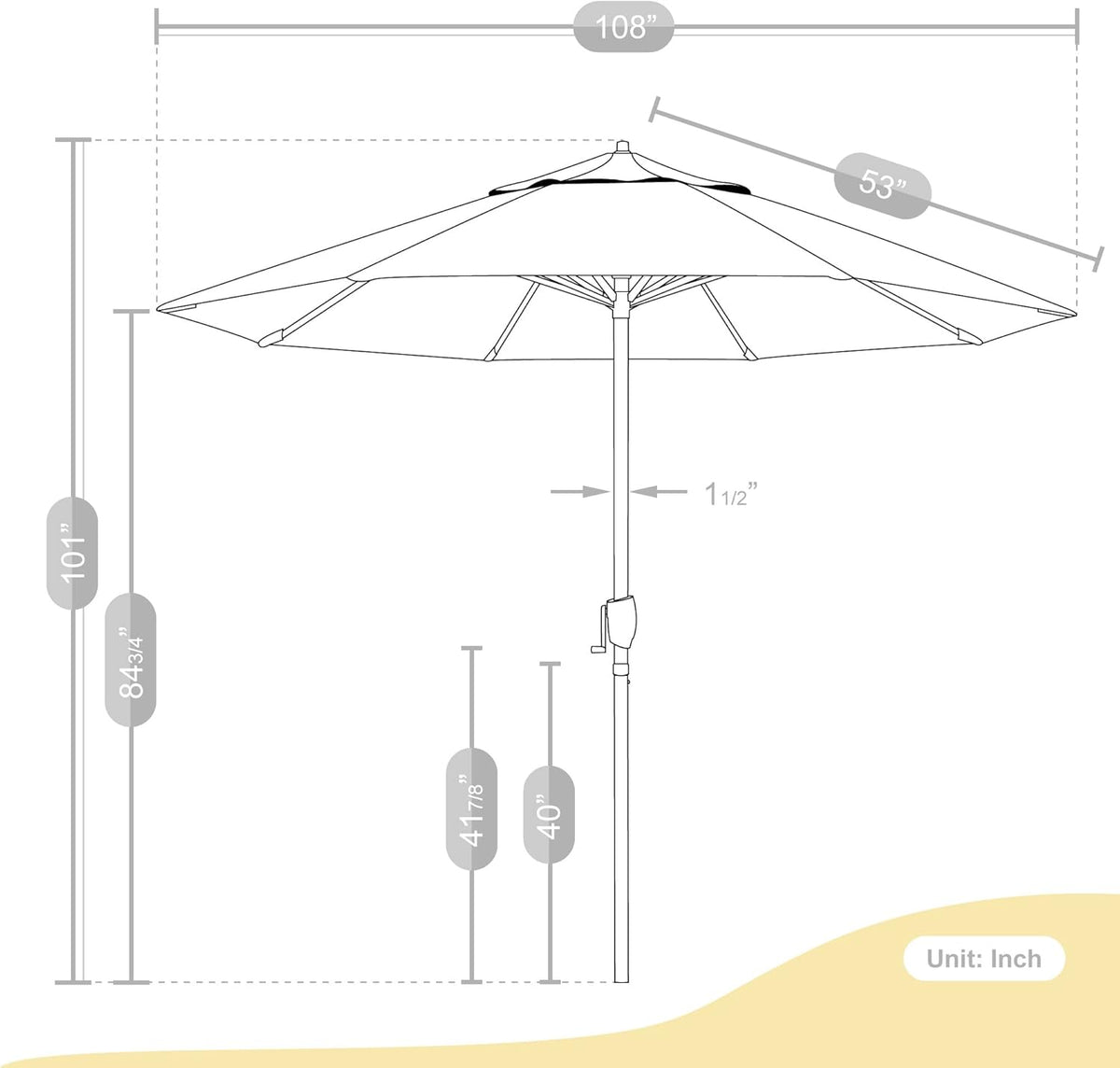California Umbrella 9' Rd Sunbrella Aluminum Patio Umbrella, Crank Lift, Auto Tilt, Bronze Pole, Pacific Blue