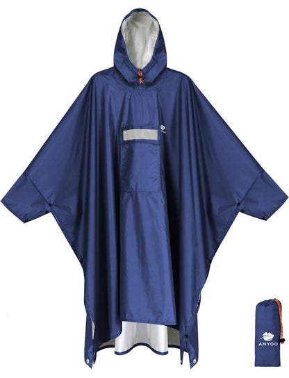 ANYOO Hooded Rain Poncho for Adult Waterproof Lightweight Raincoat