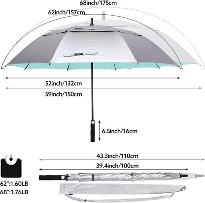 G4Free 47/54/62/68 Inch UV Protection Golf Umbrella Oversized Sun Umbrella