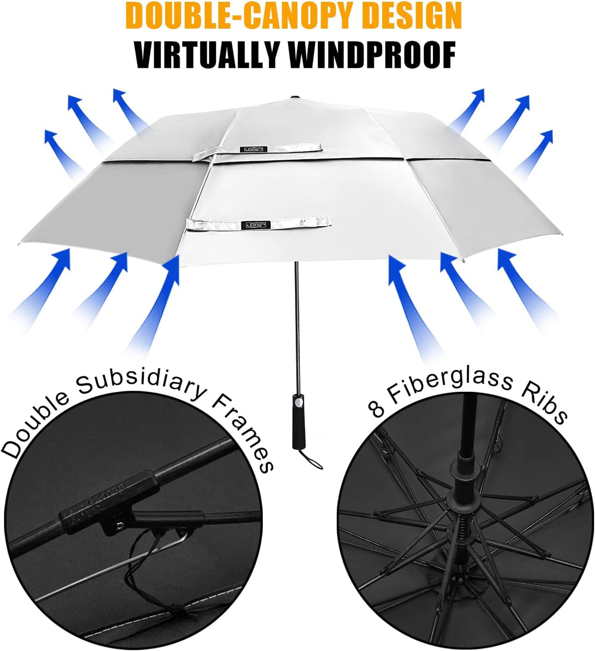 G4Free 62 Inch Portable UV Protection Golf Umbrella Large Sun Umbrella