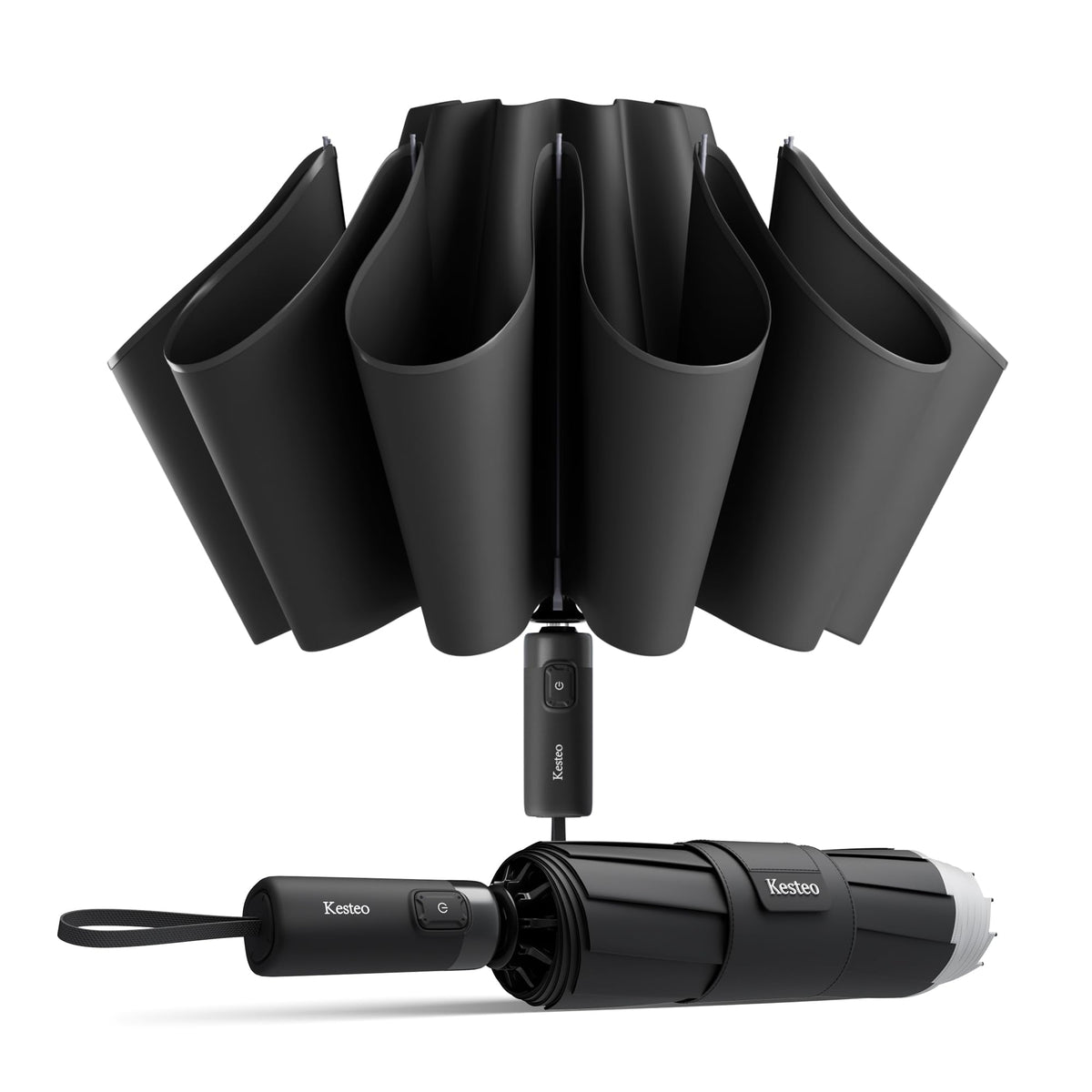 Windproof Travel Umbrella for Rain, Withstand 85MPH Winds, 52 Inch Automatic Reverse Fold Umbrellas Easy Auto Open Close, Portable Compact Umbrella Includes Cover Bag, Perfect for Travel, Car, Commute, Women Men, Backpack