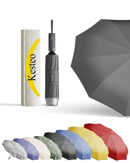 Windproof Travel Umbrella for Rain, Withstand 85MPH Winds, 52 Inch Automatic Reverse Fold Umbrellas Easy Auto Open Close, Portable Compact Umbrella Includes Cover Bag, Perfect for Travel, Car, Commute, Women Men, Backpack
