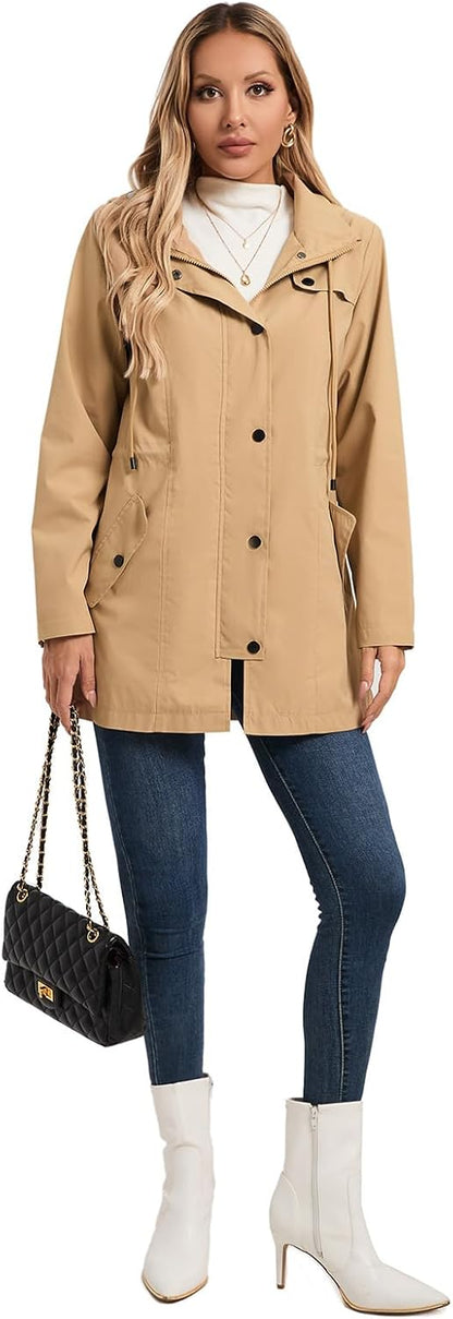 SaphiRose Women's Rain Jacket Waterproof Rain Coat with Hood Outdoor
