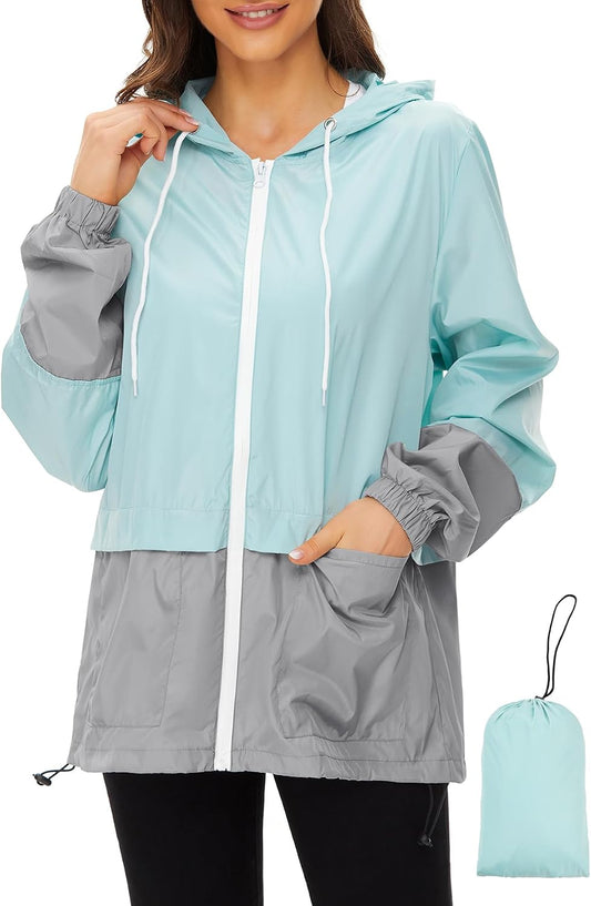 Zando Lightweight Rain Jacket Women Packable Waterproof Raincoat with Hood